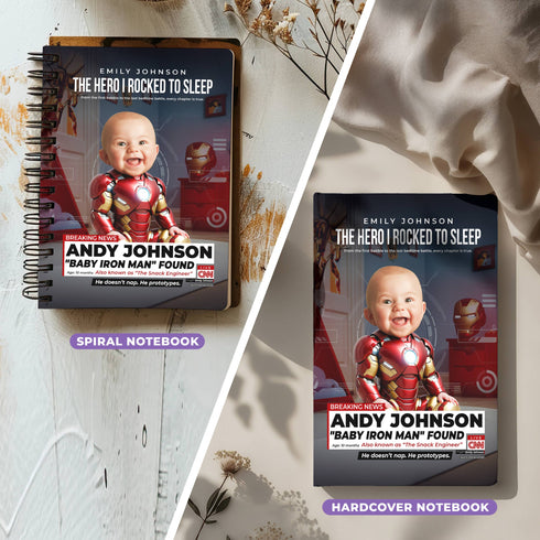 Personalized Baby Iron Man Notebook – Custom Superhero Journal with Photo & Name